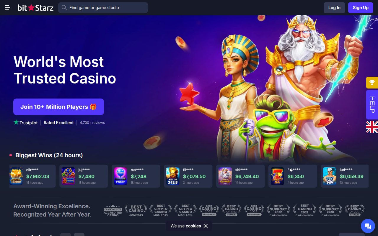 BitStarz homepage screenshot