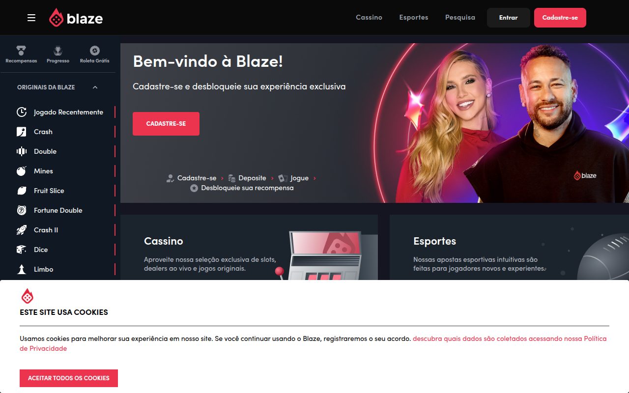 Blaze homepage screenshot