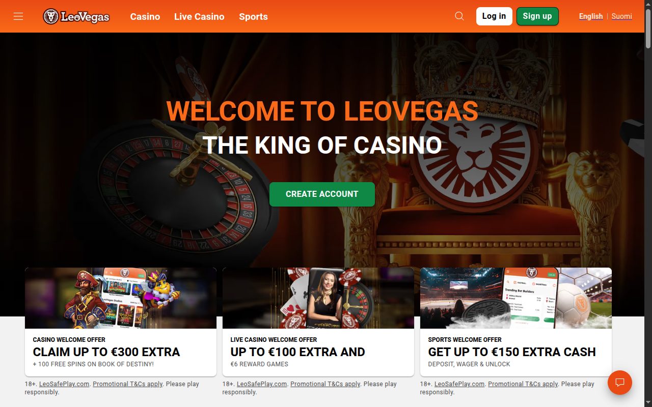 LeoVegas homepage screenshot