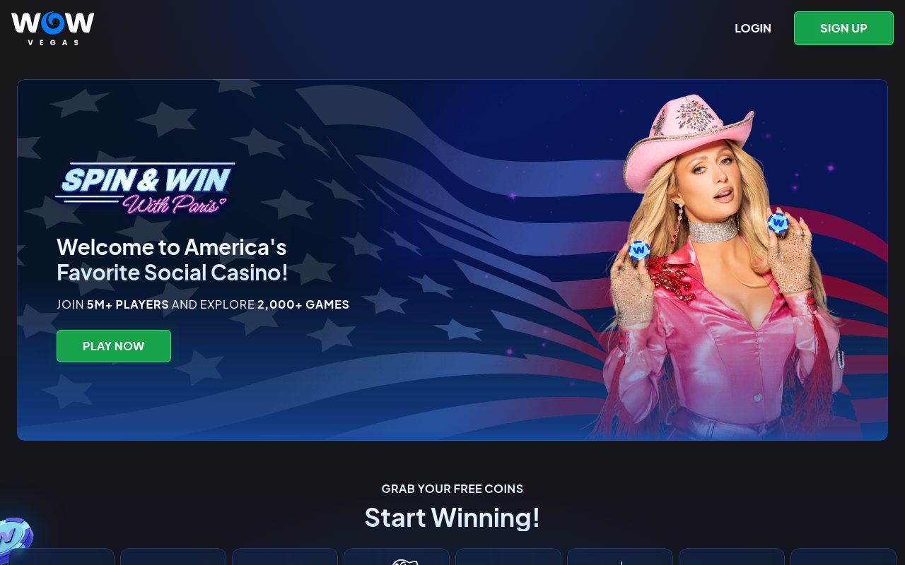 WOW Vegas homepage screenshot